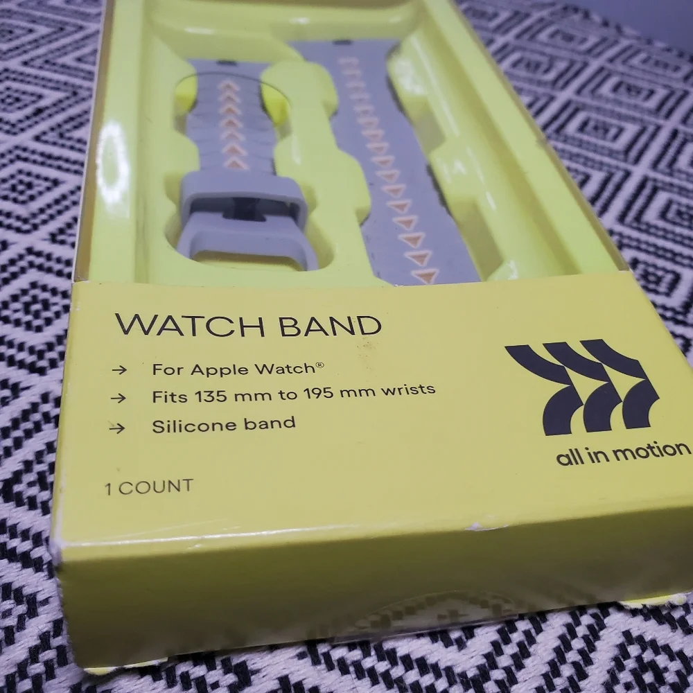 NEW Silicone Apple Watch Band 38mm 40mm 41mm Gray ALL IN MOTION Odor Resistant